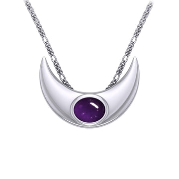 An elegant reminder of Crescent Moonโ€s power ~ Sterling Silver Necklace with Gemstone TN264 - Jewelry